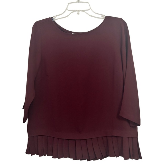 J. Jill Blouse Top Shirt Tunic Pinot Colour Versatile ΒΎ Sleeve Pleated Flounce - Picture 8 of 12
